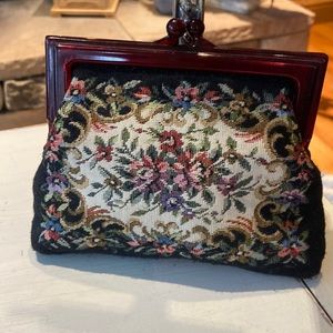 Small vintage tapestry clutch